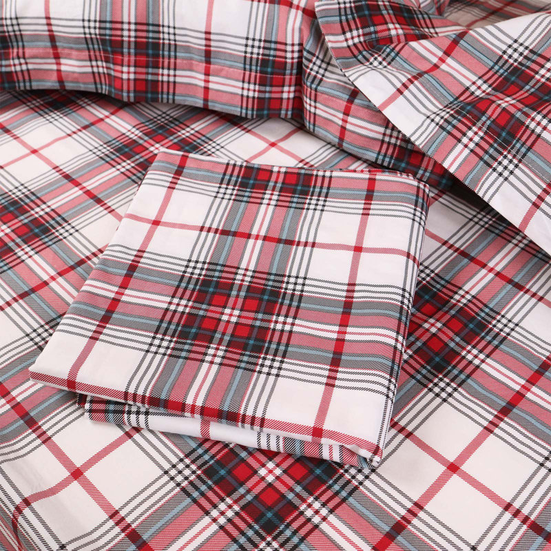 Kingrest 100% Cotton Christmas Printed 4PC Deep Pocket Full Sheet Set Fit 16", Breathable Super Soft Full Size Sheet Set, Luxury Hotel Style Home Decor Full Bed Sheet Set, Gift for Women, Men