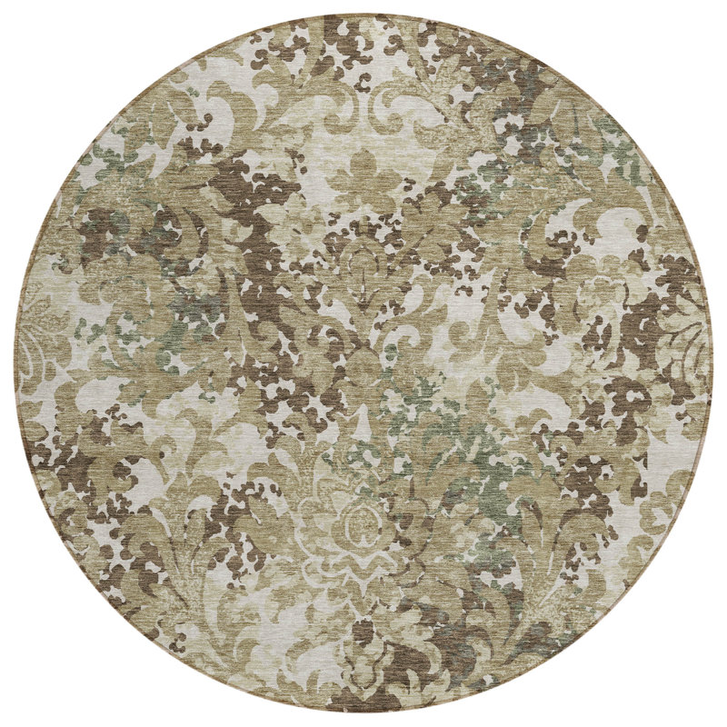 Shanata Washable Floral Indoor / Outdoor Rug, Rectangle 1'8" x 2'6"