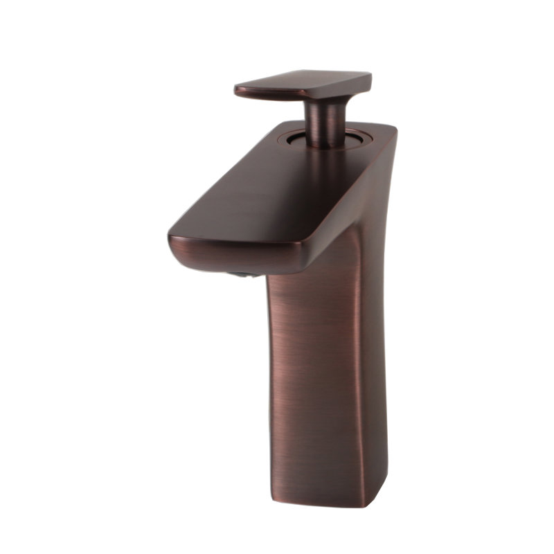 Single-Hole Bathroom Faucet with Drain Assembly, Brown Bronze