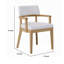 Ensemble de 2 fauteuils de salle à manger semi, dossier incurvé, tissu blanc, brun
