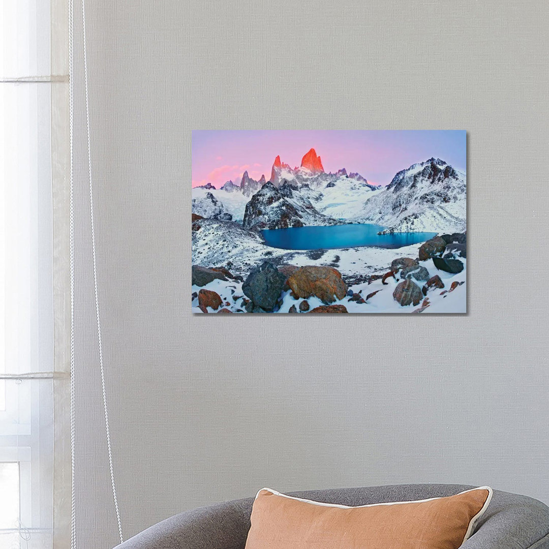 Argentina, Patagonia, Los Glaciares NP. Sunrise On Mount Fitz Roy And Laguna De Los Tres. by Jaynes Gallery - Wrapped Canvas Painting