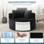 2 pièces - Fauteuil d'appoint rond de 43 po, fauteuil rembourré en velours côtelé à dossier profond sans siège-131268266