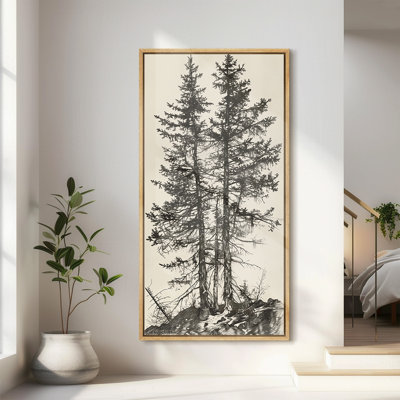 Twin Trees in Nature Illustration Modern Art
