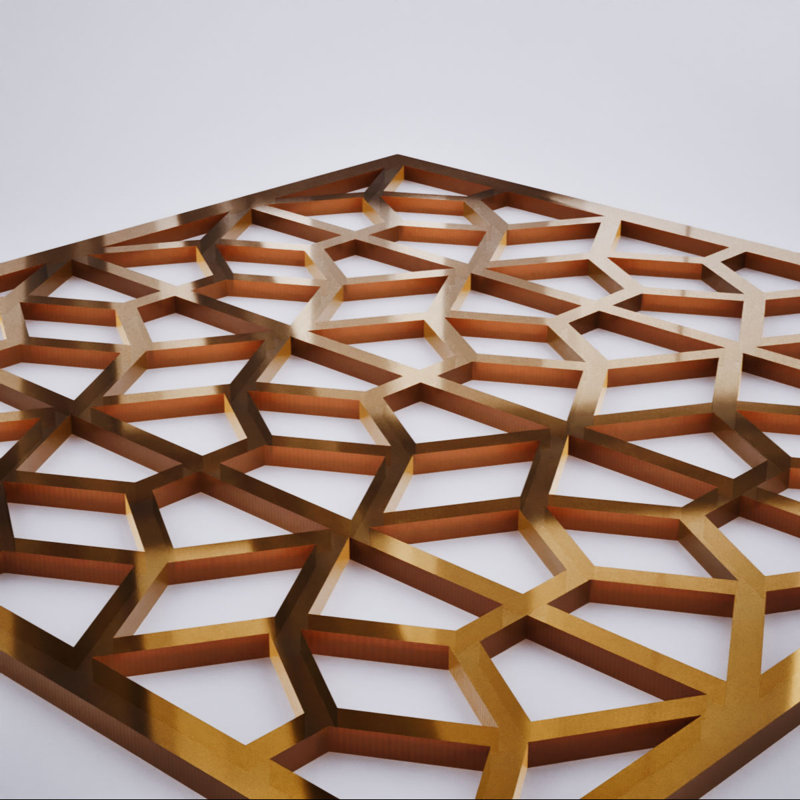 Akron Decorative Fretwork Acrylic Wall Panels, Extra Small, 7 3/8"W x 7 3/8"H x 1/8"T, Bronze Mirror, Bronze Mirror