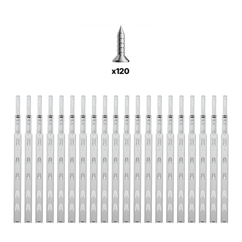 Glissières de tiroir à fixation latérale pour charge de 100 lb, H 1,81 po x l 23,62 po x P 0,5 po