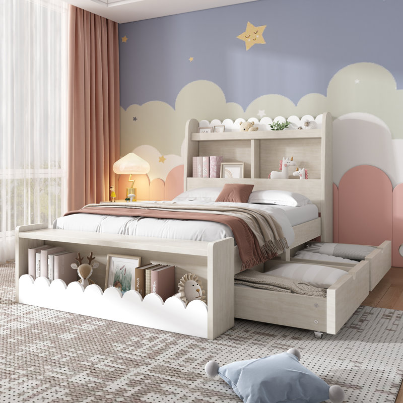 Auvianna Bed with 2 Drawers and Bench, 90cm W x 200cm L