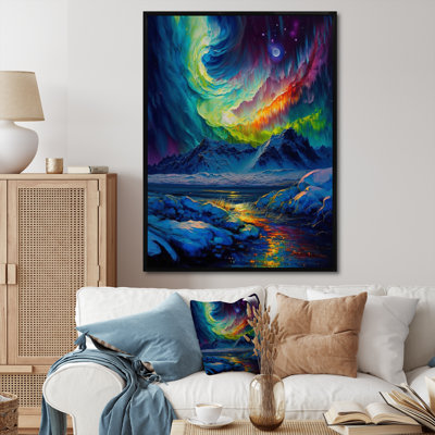 Mystical Aurora Borealis, montagnes arctiques I sur toile
