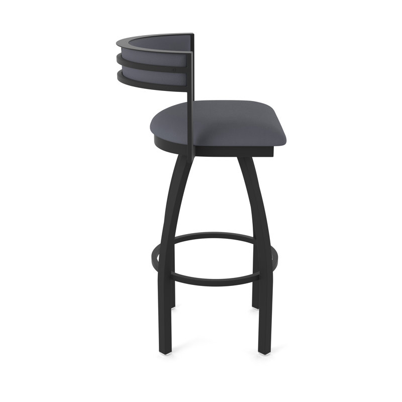 Tabouret Artémis, Noir froissé, Vinyle - tempête Canter, Tabouret de bar (siège d'une hauteur de 30 po)