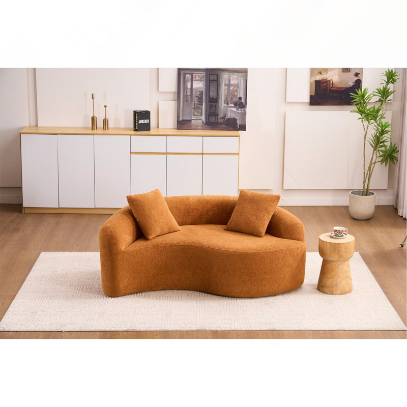 Canapé modulaire courbé en S: double profondeur, Orange
