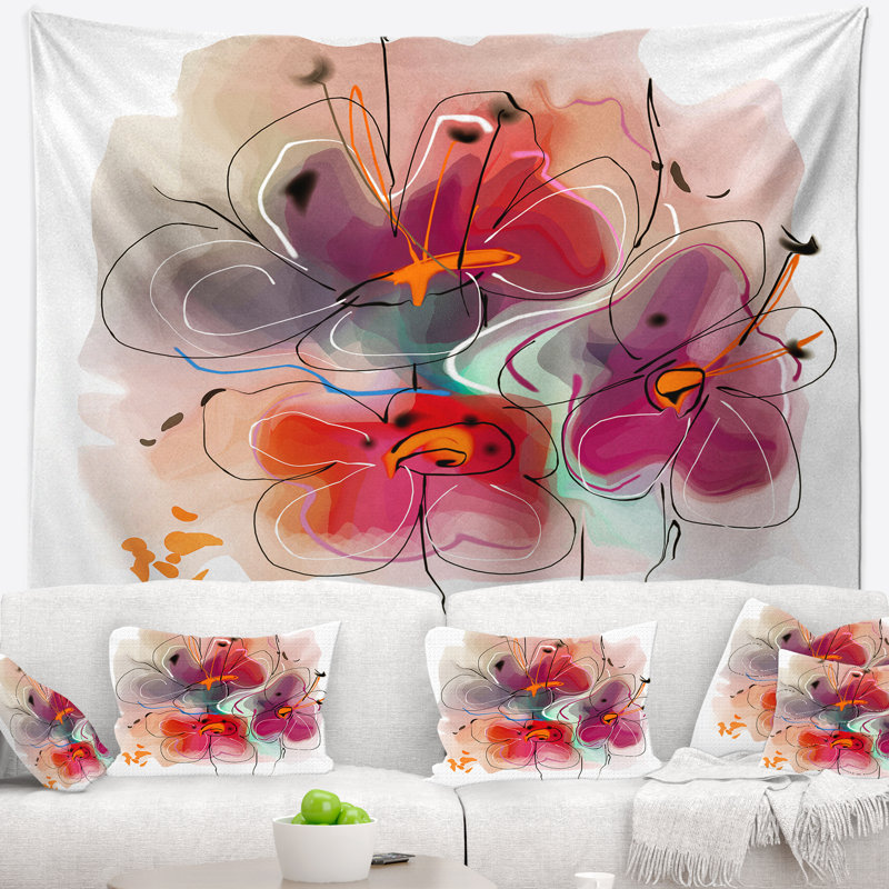 Tapisserie florale, H 32 po x l 39 po