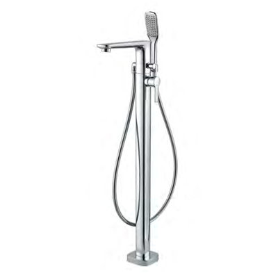 Robinet de baignoire sur pied à poignée simple avec douchette sur pied