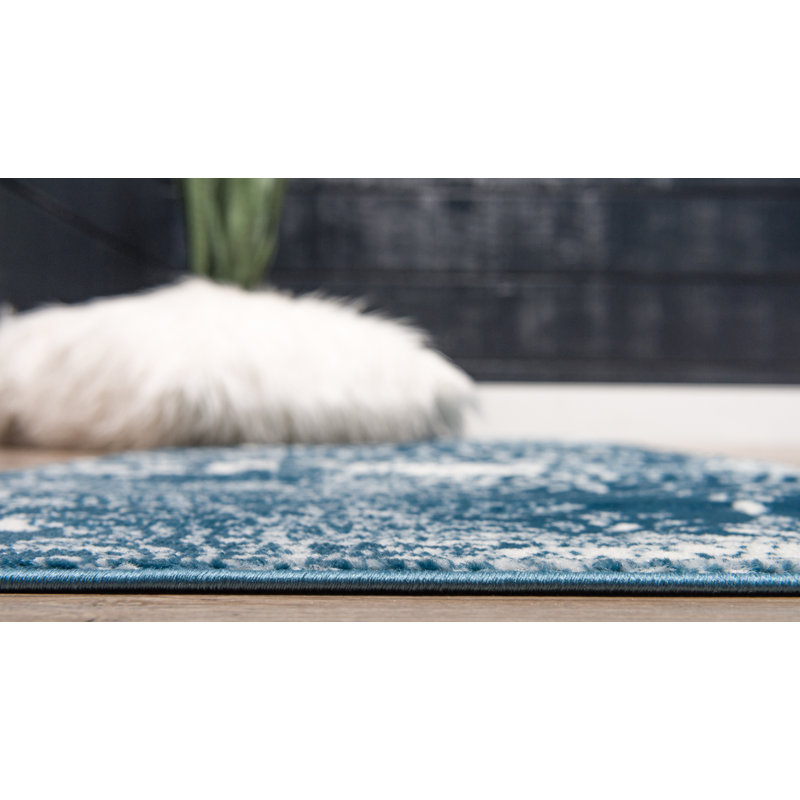 Tapis floral Brandt, Rectangle 2 pi 2 po x 3 pi 1 po, Bleu très foncé