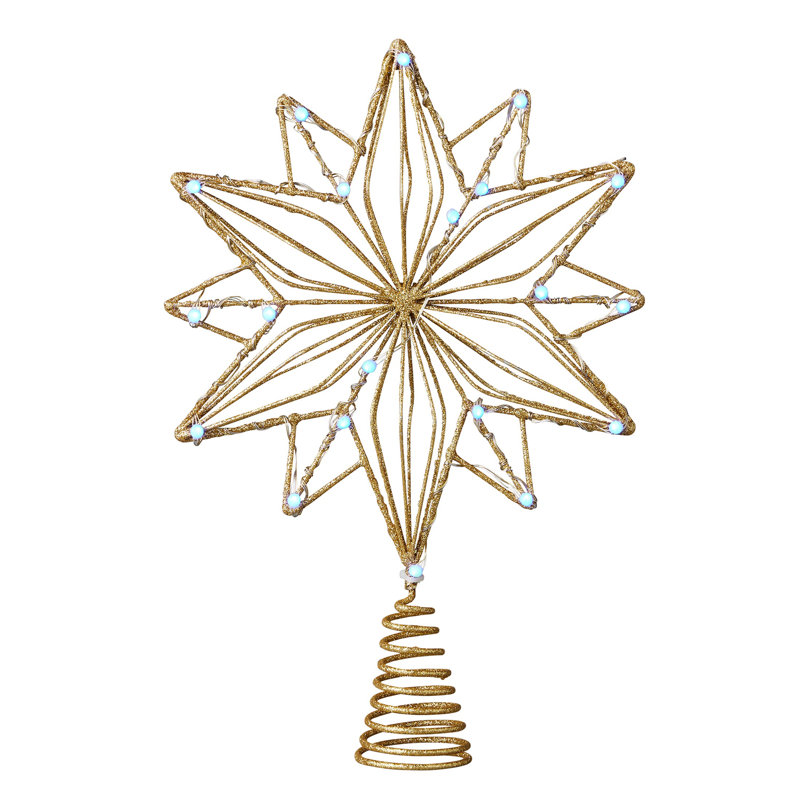 Décoration pour sommet d'arbre en cuivre à base d'étoiles Vivvi, 8 po, 20 DEL