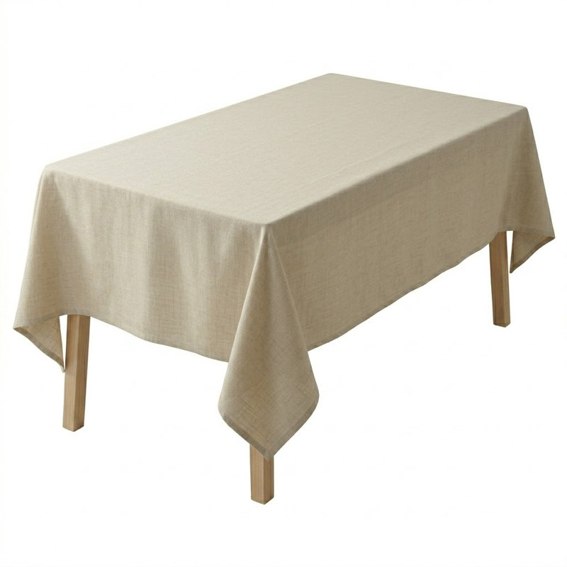 Bourland Plain Linen Look Tablecloth, 135cm W x 180cm D, Ivory