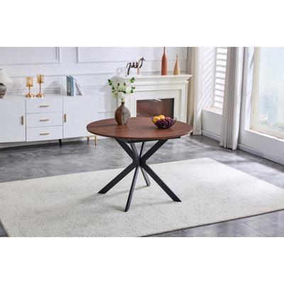 Extendable Round Dining Table  - Space-Saving Dining Table With Sturdy Metal Legs,For Small Apartment/Living Room, 4-6 Seater Multi-Functional Kitchen Room Dinner Table