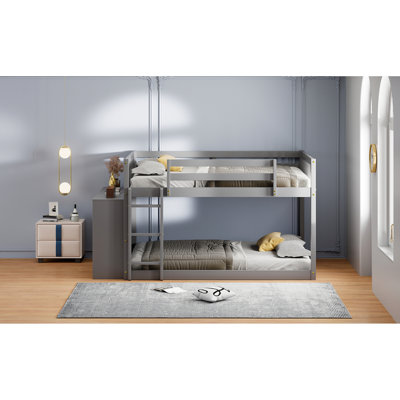 Lit superposé double gris avec beaucoup d'espace - 4 tiroirs et 3 tablettes