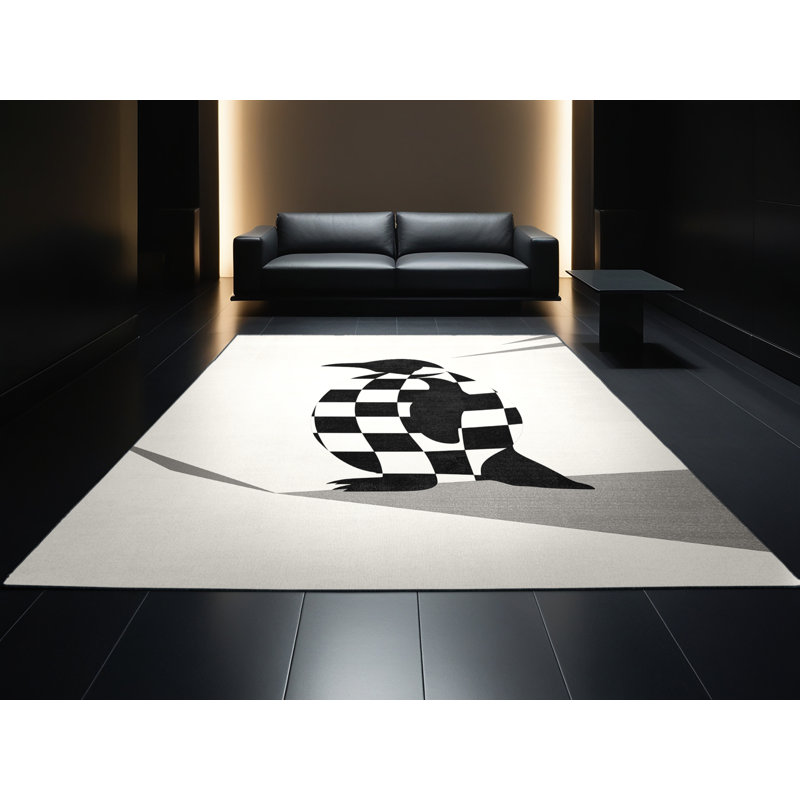 Tapis à carreaux beige lavable à la machine Pavnesh, 6 X 9