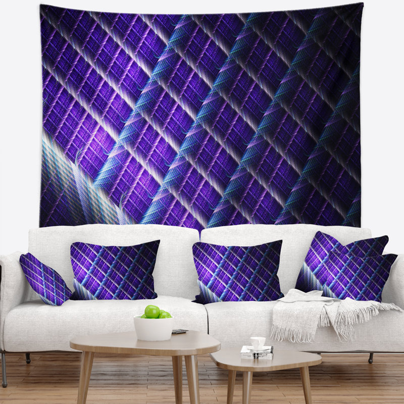 Tapisserie abstraite en métal mauve clair, H 32 po x l 39 po