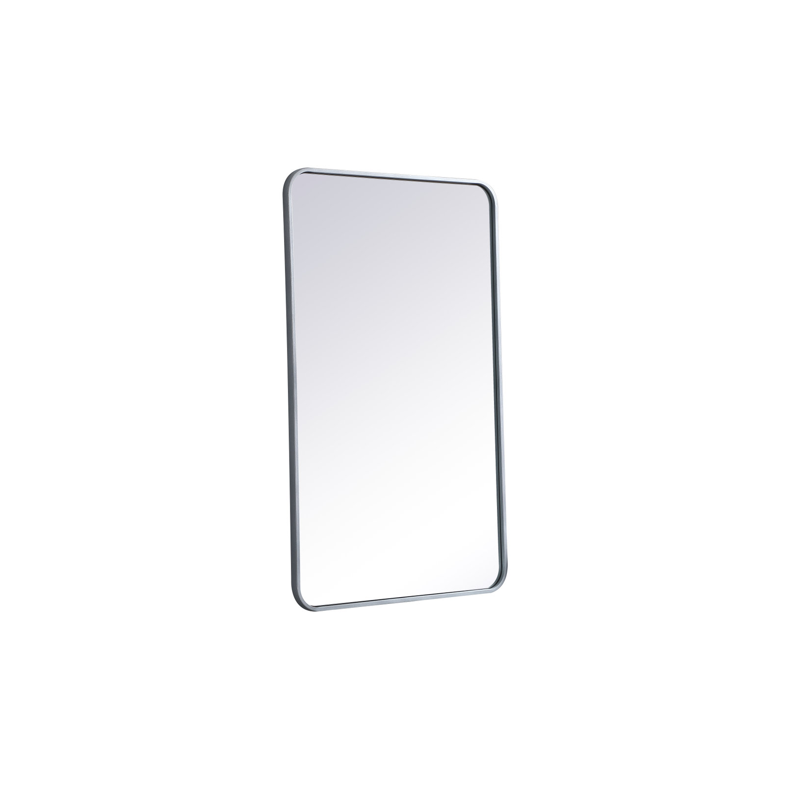Sabine Metal Rounded Rectangle Wall Mirror, Silver, 40" x 24"