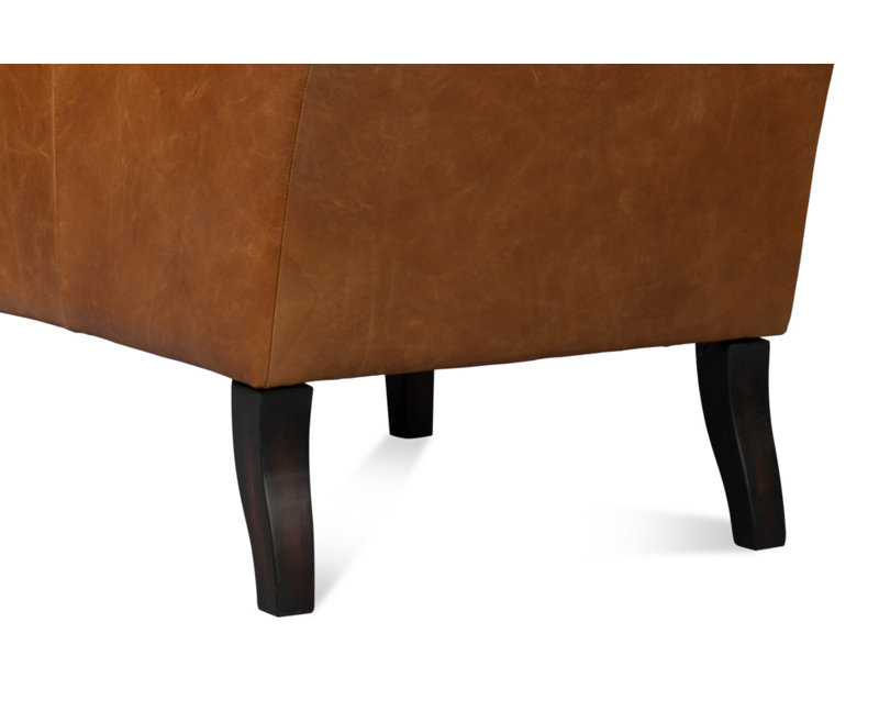 Elite Wingback Chair, Brown Genuine Leather