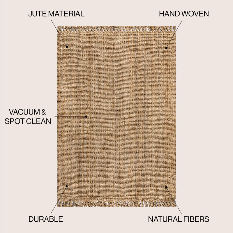 Eastmont Pata Hand Woven Chunky Jute with Fringe Natural Rug, Rectangle 10' x 14'