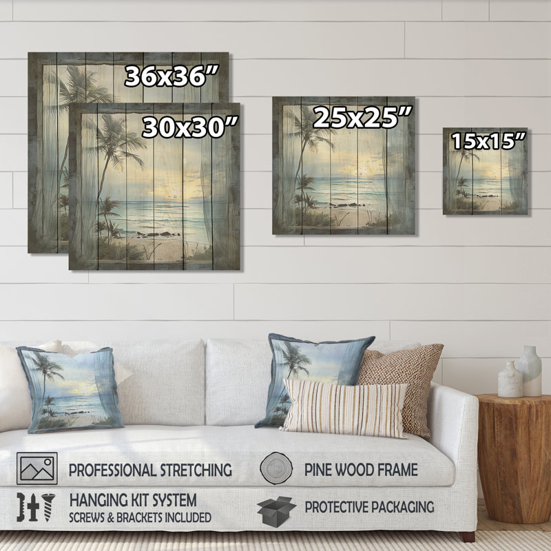 Tranquility Beach Windows Horizon IV - Fenêtres côtières sur bois, H 15 po x l 15 po