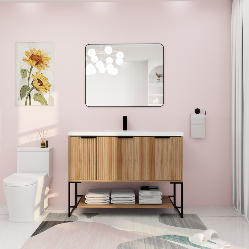 Tontogany 47.26'' Single Bathroom Vanity with Resin Top