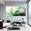 Ensemble de 3 tableaux muraux aquarelle sur toile tendue représentant des fleurs de lotus-1655145345