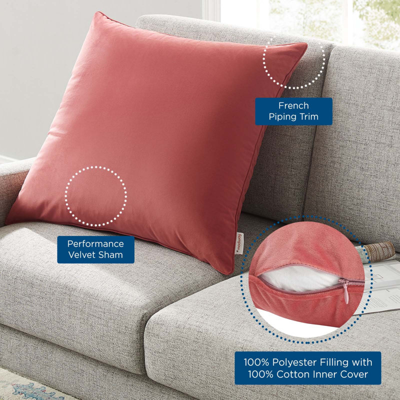 Blossom 24" Square Performance Velvet Throw Pillow