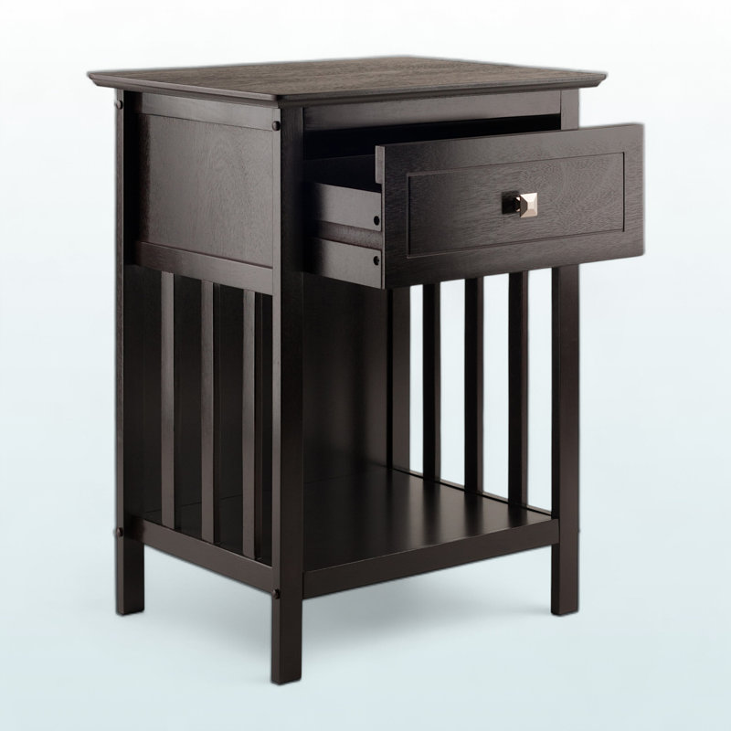 Nallani Brown Finish 1-Drawer Accent Mission-Style Nightstand, 24.78" H X 18.74" W X 14.13" D
