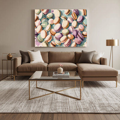 Desserts Macarons Beige Canvas Wall Art