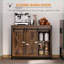 Buffet buffet avec portes de grange coulissantes, tablettes réglables - Style rustique industriel rustique brun | Bois aggloméré + acier