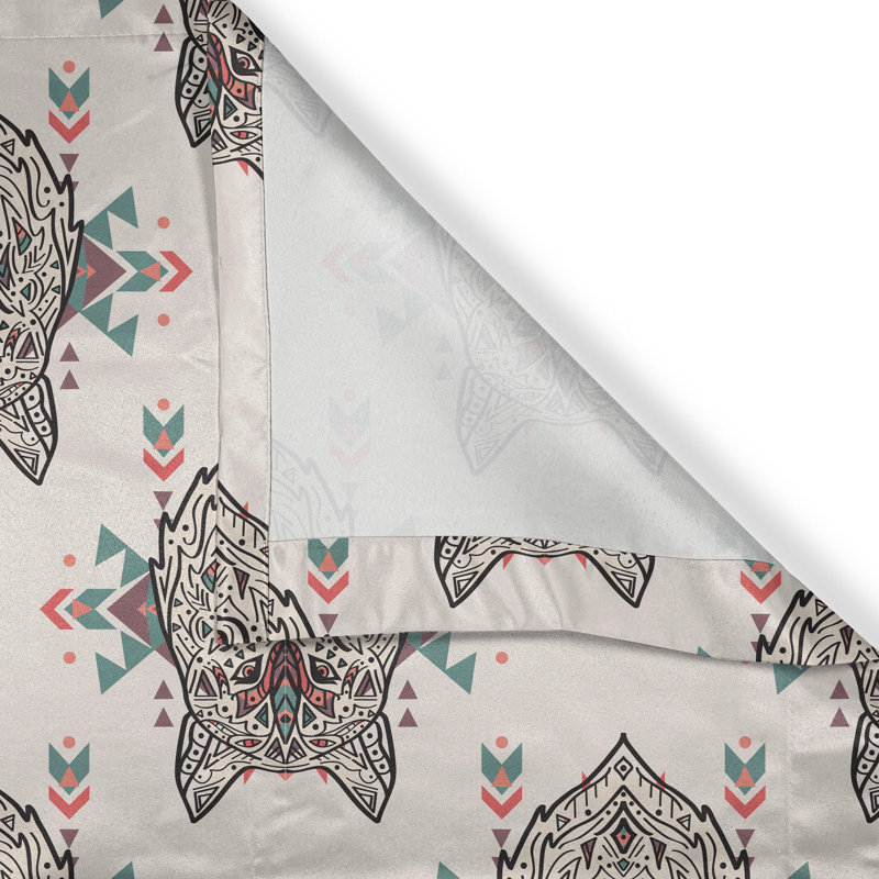 Rustic curtain, wolf pattern, multi -colored
