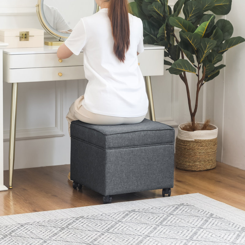 Felixstowe Storage Ottoman Script Fabric With Casters