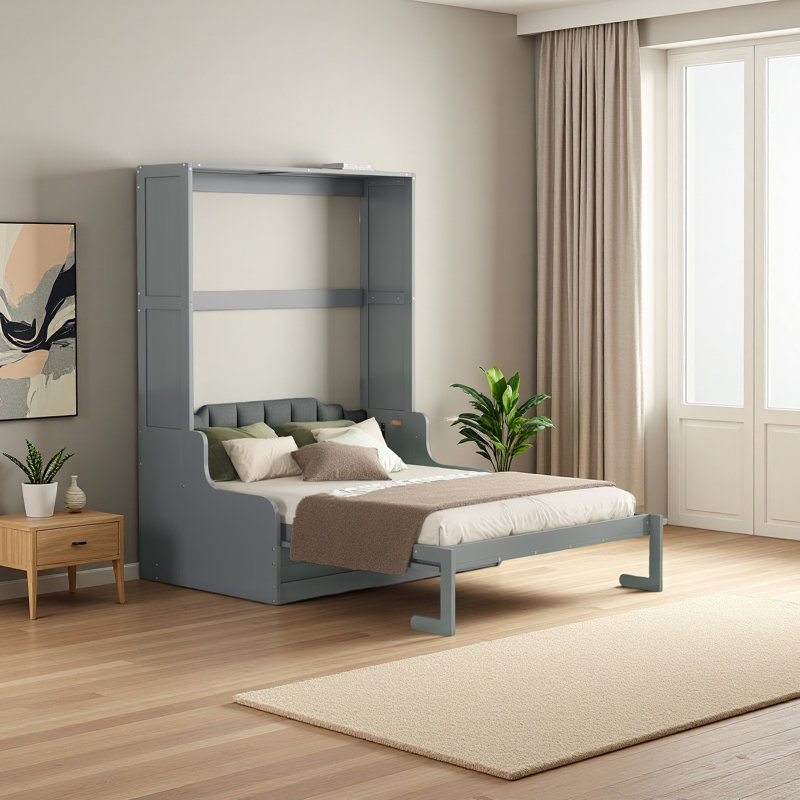 Lit escamotable mural Murphy avec coussin, Gris