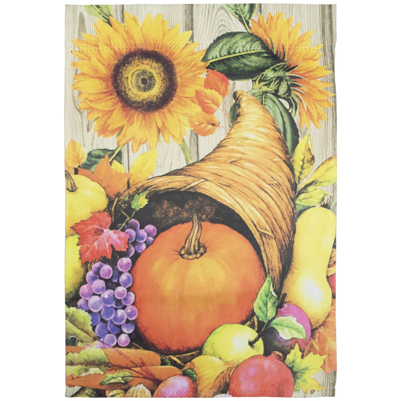 Drapeau corne d'abondance et fleurs d'automne 12,5 po x 18 po
