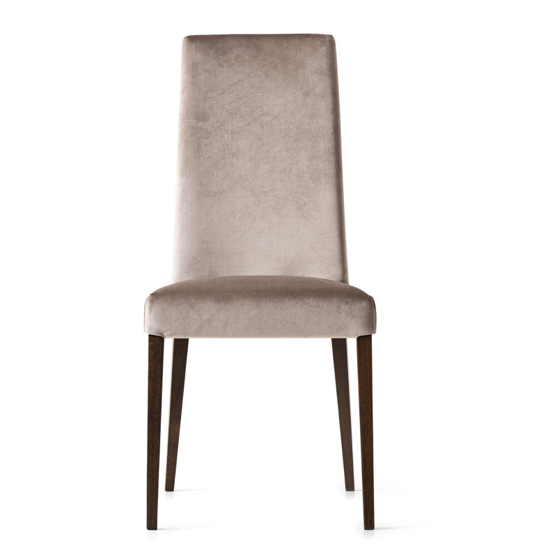 Chaise méditerranéenne rembourrée avec pieds en bois, Fumée, Sable