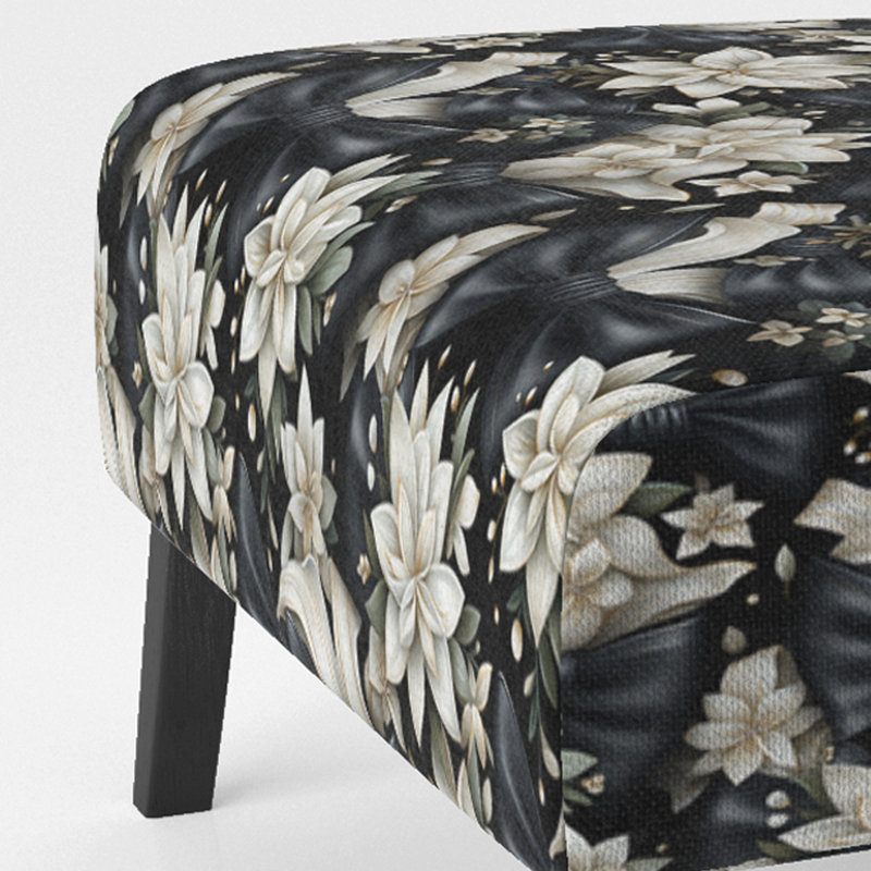 Rustic Victorian Brocade Victorian Pattern - Upholstered Floral Accent Chair Cottage Side Chair, Tuxedo Tidings
