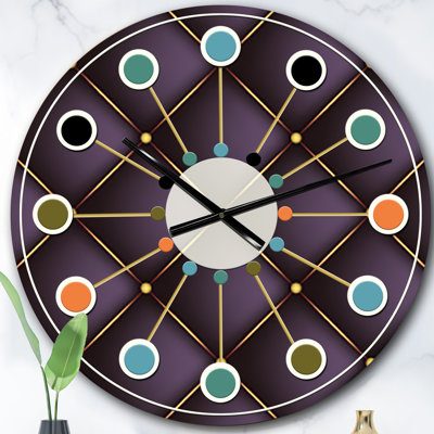 Motif matelassé - Horloge murale moderne Mid-Century