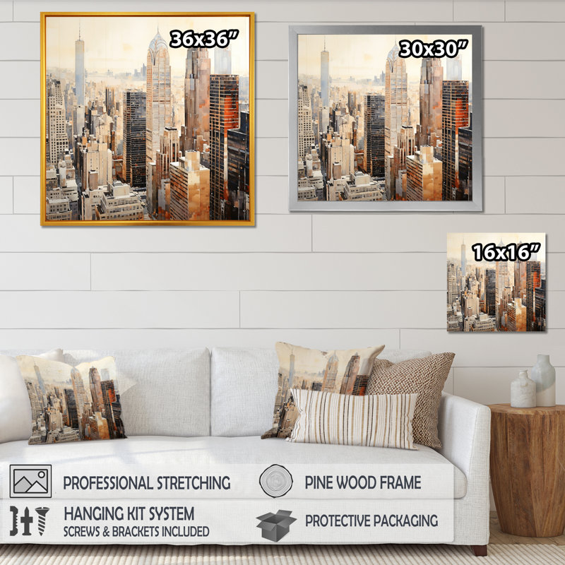 Ivory Infinity Skyscraper Cityscape - impression, H 16 po x l 16 po x P 1 po, Toile tendue