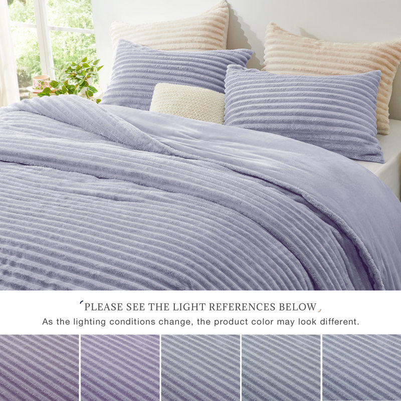 EXQ Home Fluffy Comforter Set Twin Size,2 Pieces Bed Set,Purple, Twin Comforter + 1 Standard Pillowcase, Light Purple