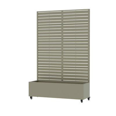 6 ft. H x 4 ft. W Metal Planter Box privacy screen Garden Bed with Trellis and Wheels - Gray