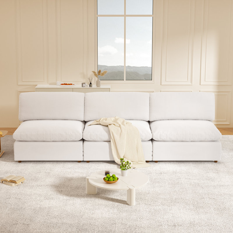 Jossa 113" Upholstered Sofa, White