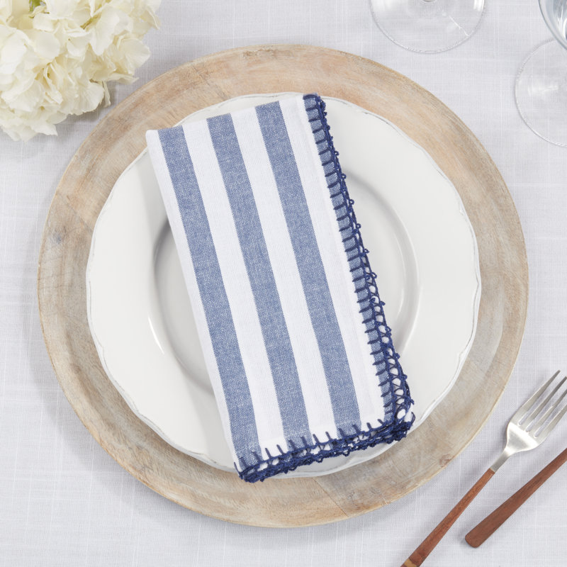 Oxford 100% Cotton Striped Rectangle Napkin, Blue