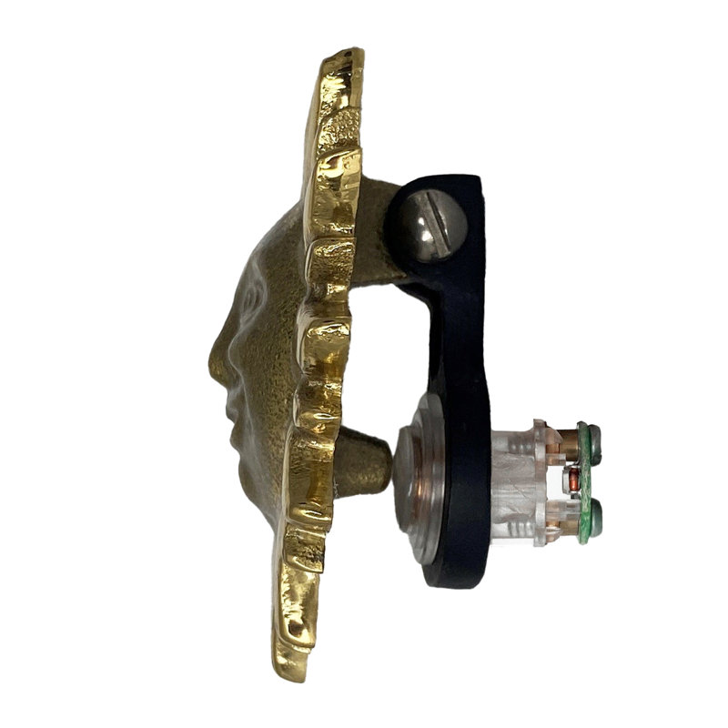 Smiling Sunface Push Button, Brass