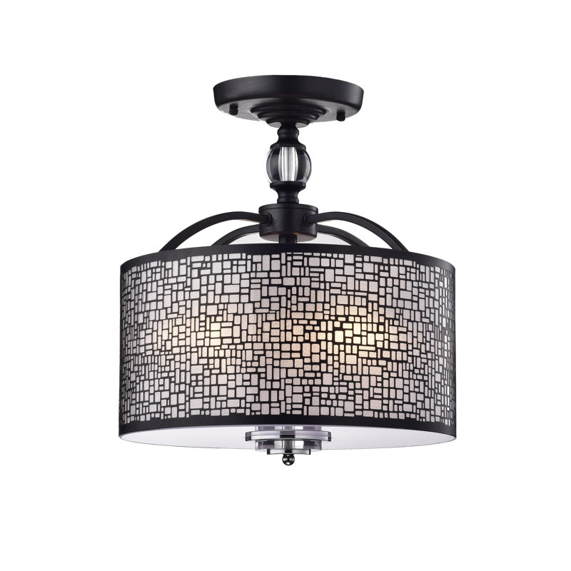 Plafonnier semi-encastré suspendu tambour 3 lumières 15,7 po Weyer