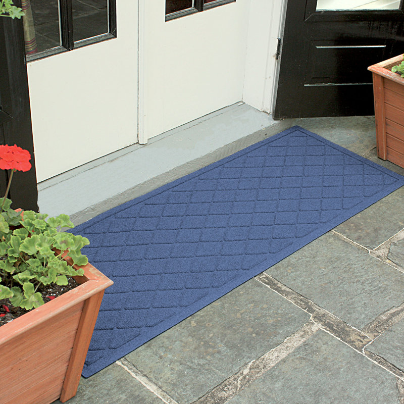 Paillasson aqua seawell argyle, Bleu marine, Rectangle 24" x 36"