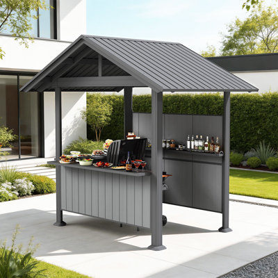 9.4 X 6.2 FT Hardtop Grill Gazebo with Gable Roof