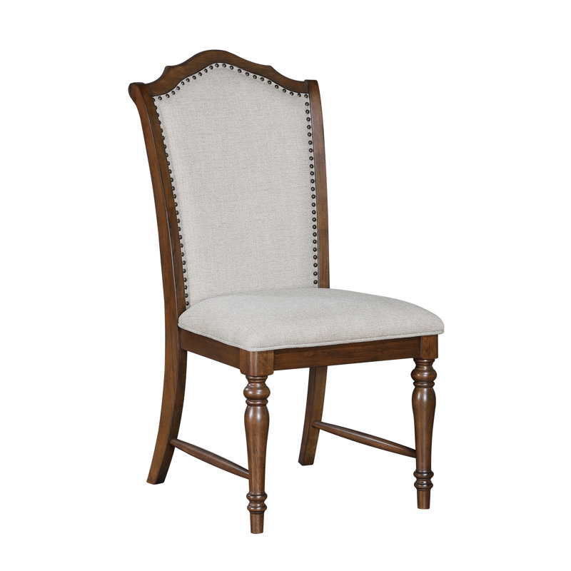 Ensemble de 2 chaises d'appoint en bois à finition cerisier avec garniture cloutée