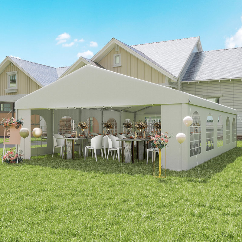 Heavy Duty Carport & Party Tent 16' x 32' with Removable Sidewalls and Double Doors, Large Canopy Tent, Sun Shade Shelter, for Parties, Wedding, Outdoor Events, BBQ